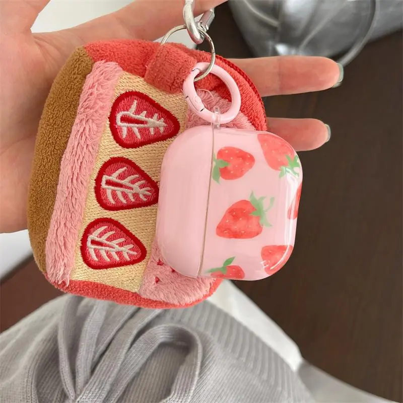 Strawberry Pattern Earphone Case, Cute Earphone Protective Cover, Earphone Protector Cover Compatible with AirPods 1 2 3 4 Pro Pro2