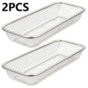 2pcs Chopstick Holder, Dishwasher Cutlery Basket, Stainless Steel Utensil Organizer, Kitchen Counter Drainer, Spoon Fork Knife Storage Tray