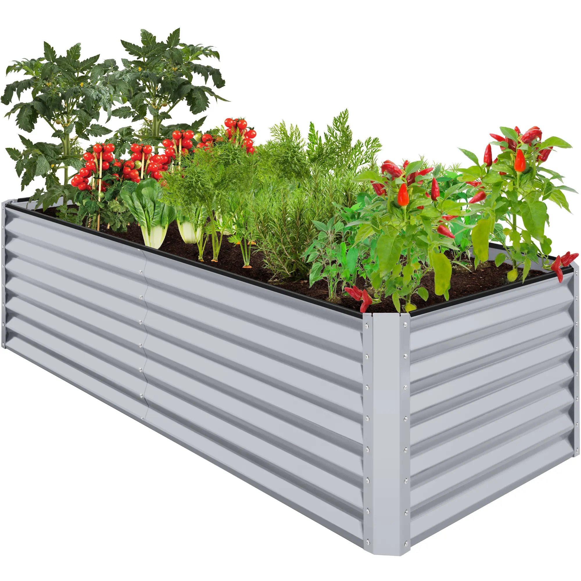 Best Choice Products 8x4x2ft Outdoor Metal Raised Garden Bed, Planter Box for Vegetables, Flowers, Herbs