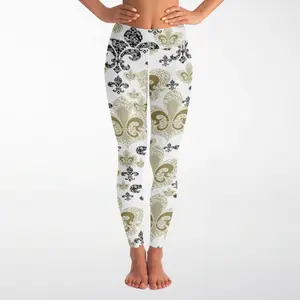 Fleur De Lis White Yoga Leggings - AOP - Unisex Compression Wear