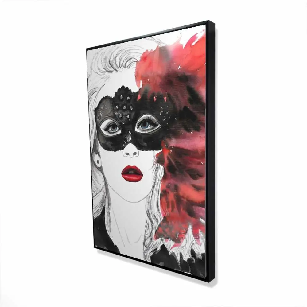 Begin Home Decor 2081-3624-FI85 24 x 36 in. Masked Ball - Fashion Red Framed Canvas for Home Decor