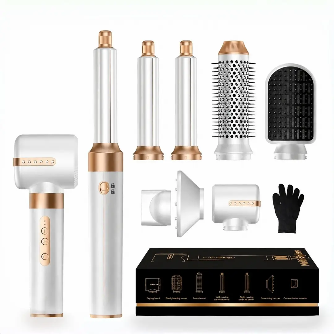 7 in 1 Hair Dryer Brush, Powerful Blow Dryer Brush with Air Curler for Hair, Brush Blow Dryer with Diffuser, Ionic Hot Air Brush Fast Dry, Volumize, Curls, Straight, Hair Styling Tools