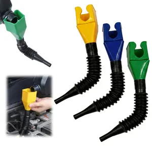 Oil Funnel for Automotive Use, Universal Wide Mouth Fuel Funnel, Hands-Free Automotive Funnel with Flexible Extended Hose, Easy to Carry for Cars, Trucks, Motorcycles