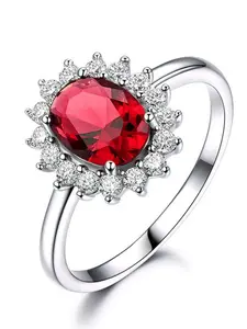 Vintage Sunflower Cubic Oxidized Stone Ring, Elegant Three-Color Design, Blue, Women's Jewelry Gift for Girlfriend Boyfriend