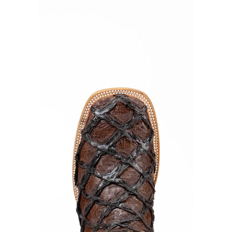 Bradley Pirarucu Square Toe Cowboy Boot - Brown