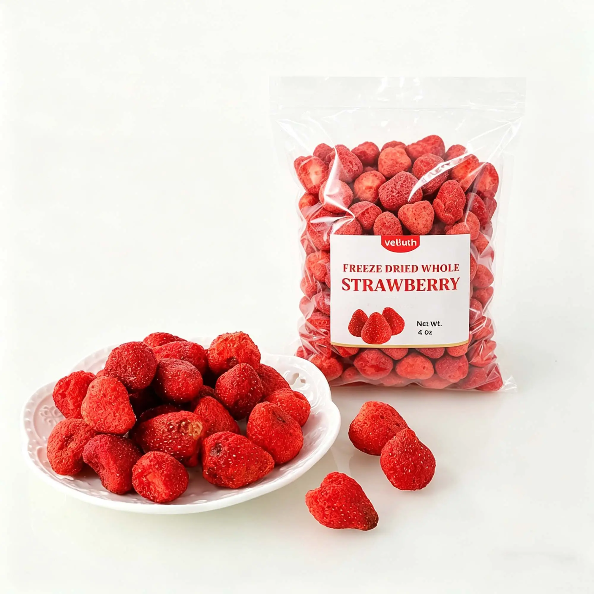 4oz Freeze Dried Strawberries, Whole Big Dried Strawberry Snack, Natural Fruit Snack for Kids and Adults, Great for Baking, Smoothies, Cereal, Yogurt and On-The-Go Snacking