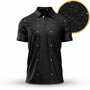 Bogey Bros Men’s Black Oilfield Money Pattern Golf Polo Shirt, Funny Western Workwear Short Sleeve Top