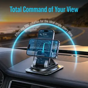 360° Car Phone Mount for Dashboard, Strong Suction Cup Phone Holder, Adjustable Car Phone Stand for iPhone Samsung Android, Hands Free Navigation Holder for Car
