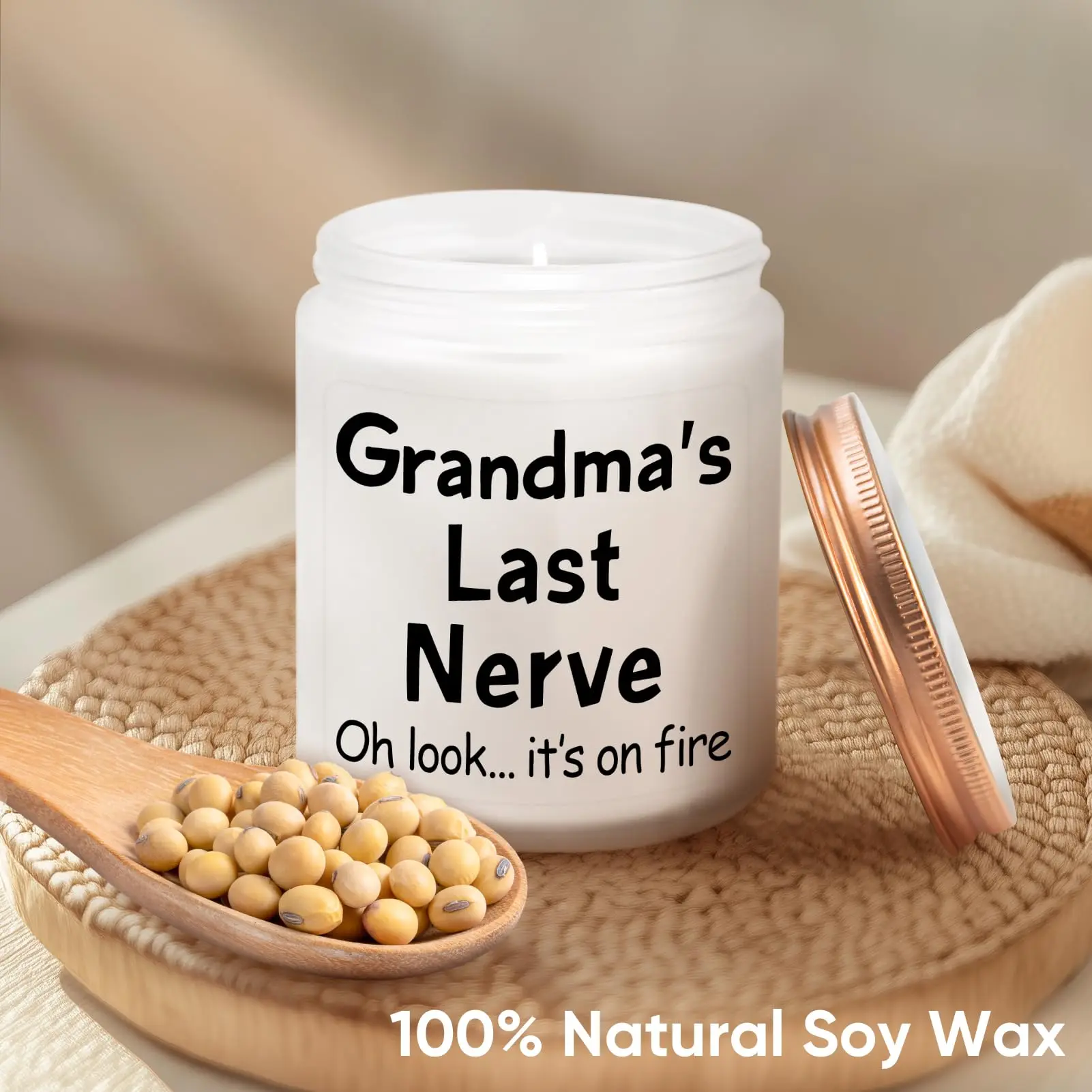 【Mother's Day Gifts】Gifts for Grandma from Granddaughter Grandson - Funny Grandma Birthday Christmas Mothers Day Gifts - Grandma’s Last Nerve Scented Candle Home Decor Ornaments Fragrance room