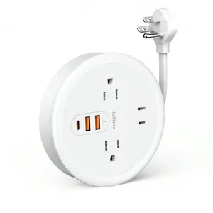 6-In-1 Travel Power Strip With 2 AC Outlets, USB-C & 2 USB-A Ports, 4FT Retractable Extension Cord, Ultra Flat Plug For Cruise Essentials, Surge Protection, Compact For Suitcase