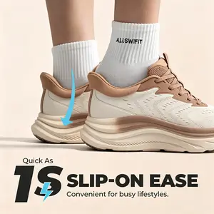 Women's Arch Support Cloud Running Sneakers, Daily Wear Cushioned Athletic Shoes, Breathable Perforated Mesh Thick Platform Non Slip Walking Shoes for All Day Standing