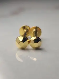 3.20mm Gold Ball Stud Earrings • 14K Solid Gold Faceted Stud • Minimal Gold Nose Stud