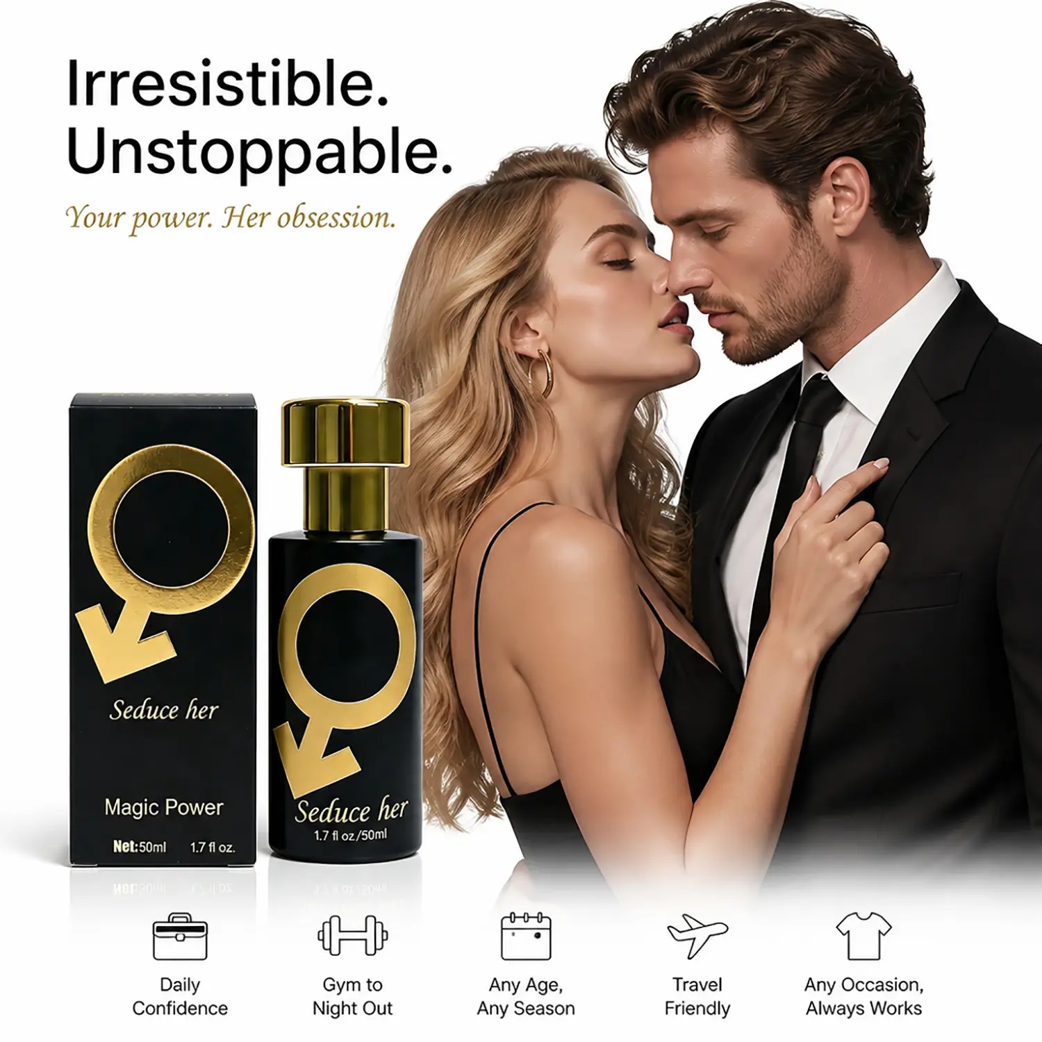 Men's Strong Attraction Phero. Cologne - 50 ml Bottle Single Bottle Male Wear, Captivating Floral-Fruity-Woody Aroma, Long-Lasting, Ideal for Valentine's Day, Christmas, 50ml/1.7fl.oz, Perfumes Fragrance Blend, Aromatic Fragrance