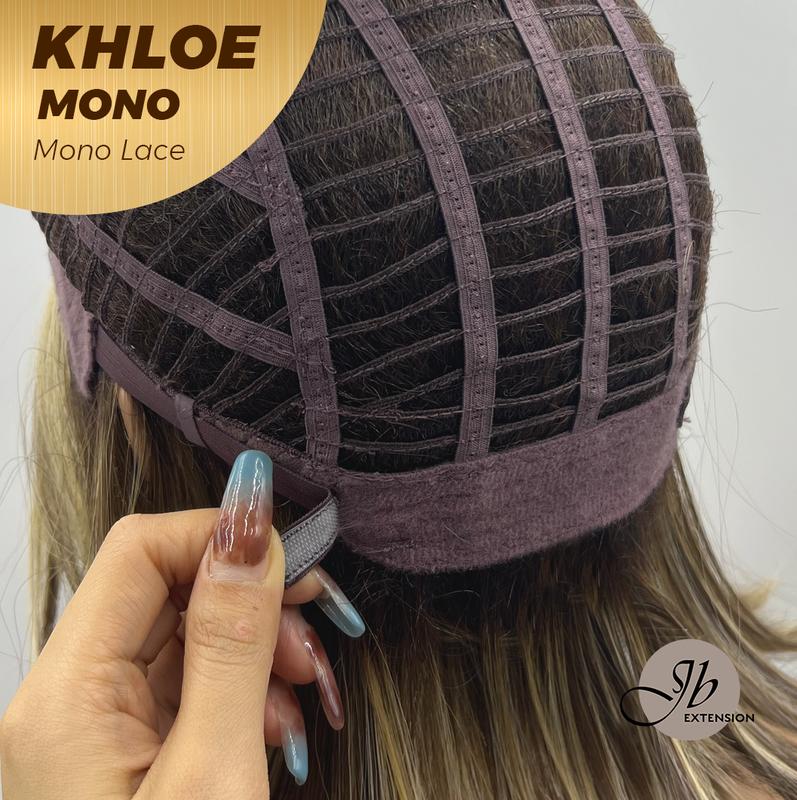 JBEXTENSION KHLOE MONO Monofilament Handmade Wig 6X5 Full Monofilament Hand Tied Top Wig 12 Inches Bob Cut Hazelnut Blonde Highlight Mono Lace Handmade Futura Fiber Wig With Anti-slip Silicone Strips Glueless Wig KHLOE MONO【BENDY EAR TABS】