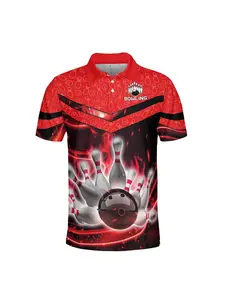Bowling Polo Shirts 3D for Men & Women, Bowling Jersey Shirt, Team Bowling Shirts Short Sleeve Polo Gift