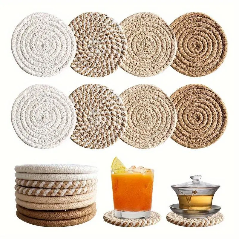 Round Coaster Set, Non-woven Absorbent Coaster, Household Placemat for Coffee Table, Home Decor, Kitchen Accessories