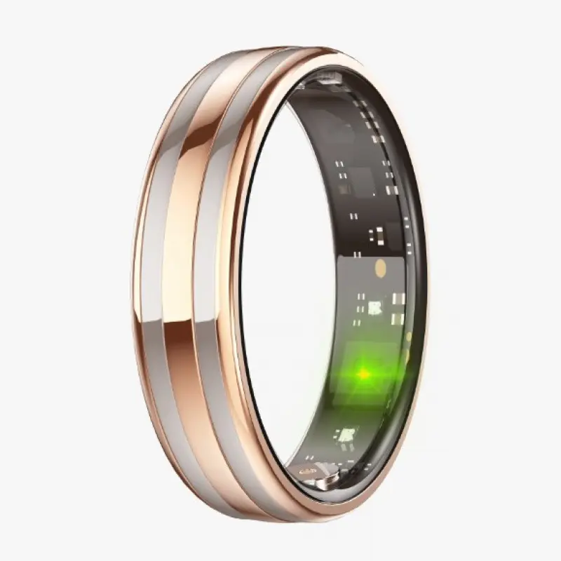 HR02 Wireless Bluetooth Durable Waterproof Unisex Adults Steel Smart Ring - Blood Oxygen Monitor, Sleep Tracker, Activity Health Tracker, HRV, Period & Stress Monitor, Remote Control Function