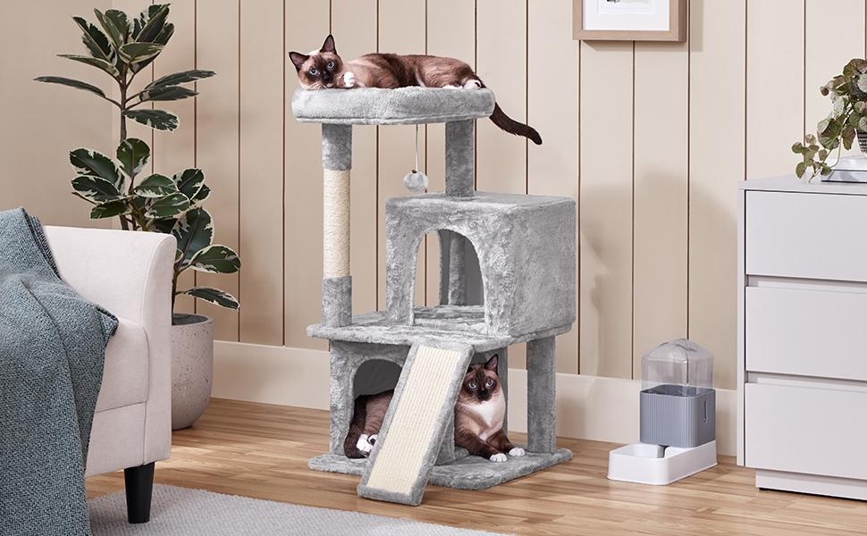 Yaheetech 36″ Height Cat Tree Multilevel Cat Tower with Double Condos, Scratching Post & Board, Sturdy Particleboard, Suitable for Small/Medium Cats Yaheetech 36″ Height Cat Tree Multilevel Cat Tower with Double Condos, Scratching Post & Board, Sturdy Particleboard, Suitable for Small/Medium Cats