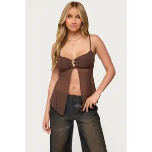 Reeve Split Front Sheer Mesh Top