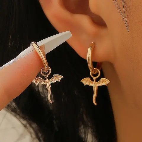 Unique Dragon-Shaped Dangle Copper Earrings, Detachable Design, Perfect for Daily Wear, Festivals & Parties, Ideal Gift for Friends & Family, Trendy Fashionable Jewelry Accessories