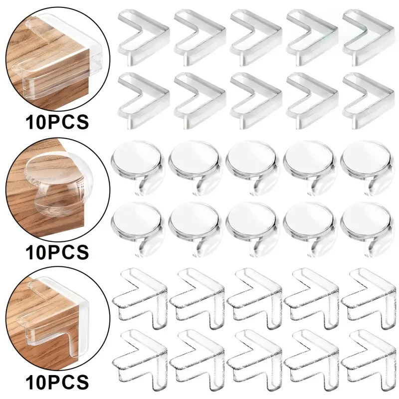30pcs Transparent Corner Protectors, L-Shaped, T-Shaped, Round Corners, Furniture & Table Edge Protection, Nursery, Durable Silicone, Minimalist Design, Aesthetic