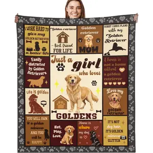 Golden Retriever Gifts for Women Throw Blanket, Just a Girl Who Loves Goldens Dog Design Soft Cozy Fuzzy Flannel Blanket, Pet Lover Gift for Girls Mom Wife Daughter