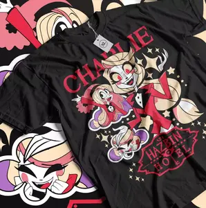 Hazbin Hotel Charlie & Vaggie Unisex T-Shirt Fan Hazbin Hotel Movie Gift Shirt Cotton Fabric