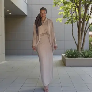 Laila Set in Latte - Women's Long Sleeve Top & Wrap Skirt