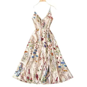 New Summer Women's Slim-Fit Camisole Dress with Colorful Art Print