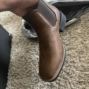 【Gifts Event】Eleet Chelsea Boots for Men - Square Toe Cowboy Chelsea Boots Ankle Casual Retro Western Stylish Boots Brown Classic Comfort Walking men Shoes