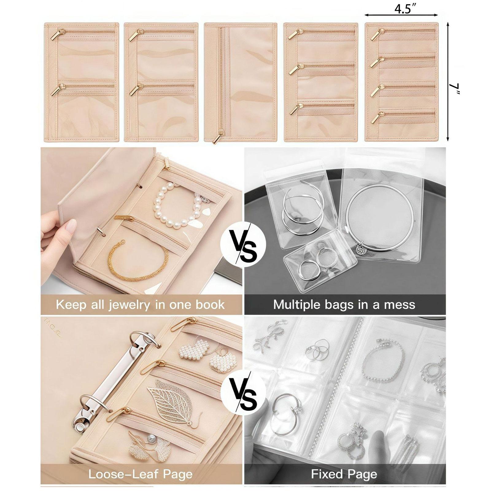 BOOVO Luxury Quilted Durable Storage Organizer Booklet - Cream Waterproof Accessory Holder with Transparent Pockets, Multilayer Compartments, Card & Ticket Slots, 5-Day Travel Ready, Bedroom Vanity Upgrade Gift for Her