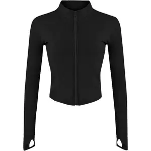 Women's Lightweight Zip Up Athletic Cropped Workout Running Jacket