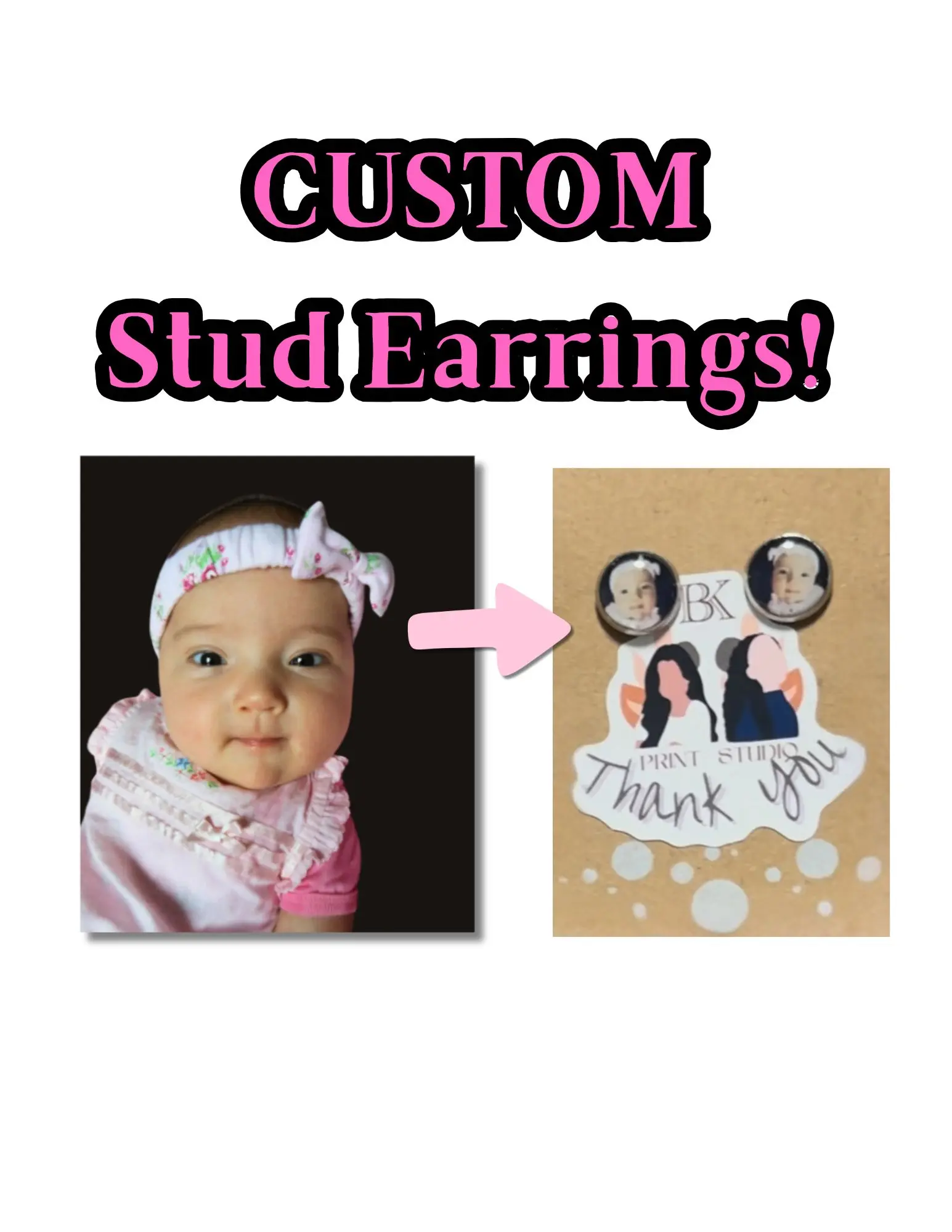 Custom Stud Earrings With Photo,woman,girlfriend gift,birthday present,unisex, Gift, memento, keepsake, perfect gift