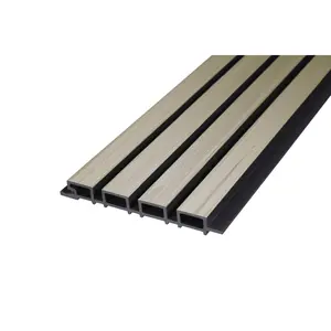 Glacier Oak With Black Accents Composite Slat Wall Panels – Embossed Wood Grain Finish