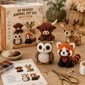 Cute Animal Beaded Craft Kit, Portable DIY Bead Making Set for Kids & Adults, Fun Creative Handcraft Supplies, Entertaining Art Toy, Great for Leisure Time, Party Activities, Daily DIY Projects and Holiday Gift Giving
