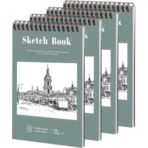4 Pack Small Sketch Books, 5.5 x 8.5 Inch Mini Sketchbook, 68lb/100gsm Spiral Bound Small Sketch Pad, Acid Free Art Supplies Drawing Painting Sketchbook for Kids, Beginners, Artists (30 Sheets Each)