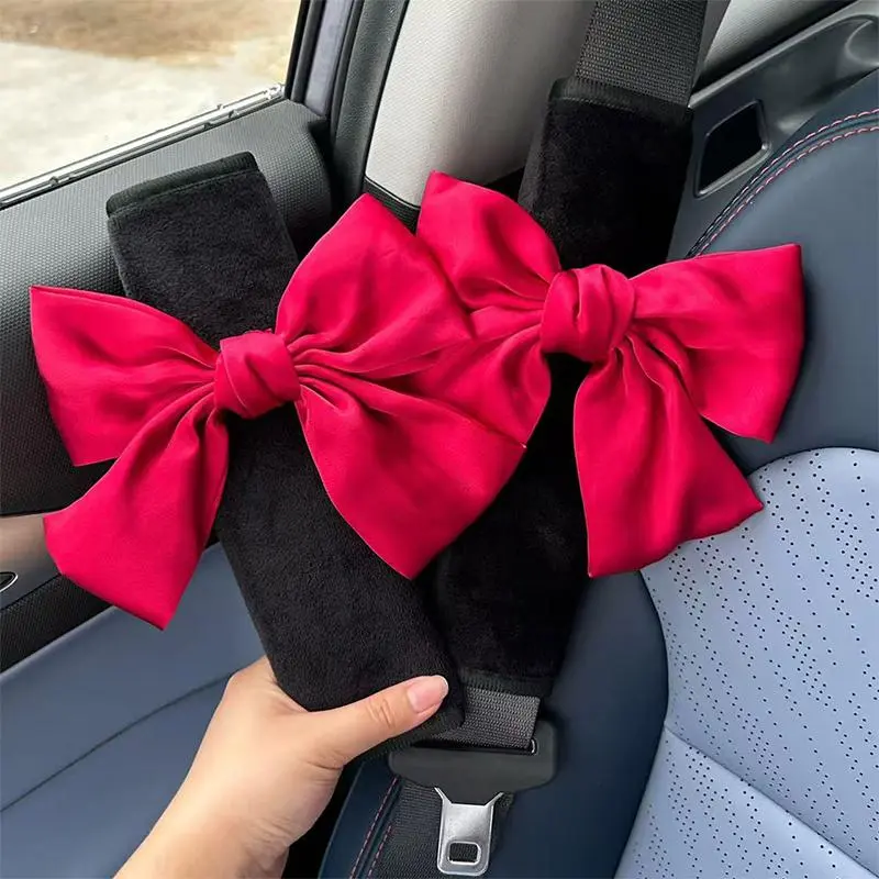 Bowknot Design Car Seat Belt Cover, Cute Bowknot Design Car Seat Belt Protector, Fashionable Car Interior Decoration Accessories, Car Accessory for Women, Car Interior Decorative, Girly Car Accessories, Fun Car Accessories, Aesthetic Car Accessory