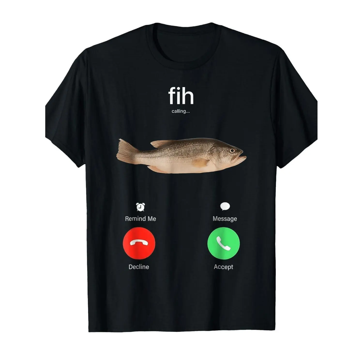 Men'S Humorous 'Incoming Call' Fish Design T-Shirt - Casual Round Neck Heat Transfer Tee, Featuring 'Incoming Call' Design, Breathable And Comfortable, Ideal for Summer And Everyday Use, Quirky And Fun Style, Comfortable Fit, Perfect for