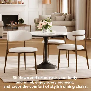 2-Piece Dining Chair Set,  Soft Cushioned Upholstered Chairs with Metal Legs, Medieval Modern Farmhouse Style for Kitchen & Dining Room