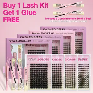 (Buy 1 Kit Get 1 Glue FREE) FayJoo Volume & Anime DIY Eyelash CLusters Kit, Voluminous 3D Look Makeup, Dramatic Manga Style Cosmetics, Waterproof and Long-Lasting Up to 7 Days. All-In-1 Eyelashes Extensions Kit, Perfect for Anime Lovers, Party & Wedding