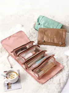 Women's Foldable Travel Makeup Bag, Multifunctional Cosmetic Organizer Pouch, Makeup Storage Bag, Portable Washbag for Daily Use & Trips