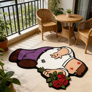 Modern Fashion Cartoon Print Carpet, Plush Fluffy Rug, Soft Fluffy Rugs for Living Room Bedroom Balcony, Easy Care Large Area Mat