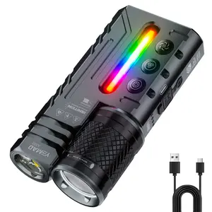 Rechargeable Edc High Lumens Flashlight, 3500lm Dual-Core LED, Fixed & Zoomable Beams, RGB Ambient Light, Magnetic Base, USB-C Charging