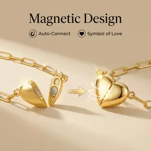 14K Gold Heart Shape Pendant Magnetic Necklace for Women Dainty Fashion Choker Necklace Jewelry love Party Valentine's Day Gift