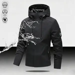2026 Spring Men's Waterproof Hooded Jacket High Elastic Windproof Outdoor Casual Thin Tooling Jacket for Comfort & Protection Coats Long Sleeve