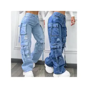 SYHAN 2026 Latest Women'S Heavy-Duty Workwear Jeans - Loose-Fit Straight-Leg Cargo Pants with Multi-Pocket Design, Low-Rise & Long Length| All-Season Casual to Semi-Formal Outfits| Durable Jeans for Everyday & Professional Wear (No Ironing Required)