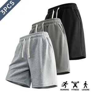 Men’s 3-Pack Lightweight Summer Running Shorts — Solid Color, Simple Casual Sports Design, Breathable and Lightweight, Moisture-Wicking, Suitable for Outdoor Spring/Summer Runs and Workouts; Jogging/Running Shorts, Knee-Length Casual Pants