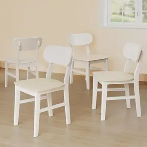 RoyalCraft L Farmhouse Dining Chairs Set of 4, Modern Leather Upholstered Kitchen Chairs, Side Seating for Kitchen, Dining Room, Living Room, Home Office, Terrace, Courtyard, 350LBS Capacity