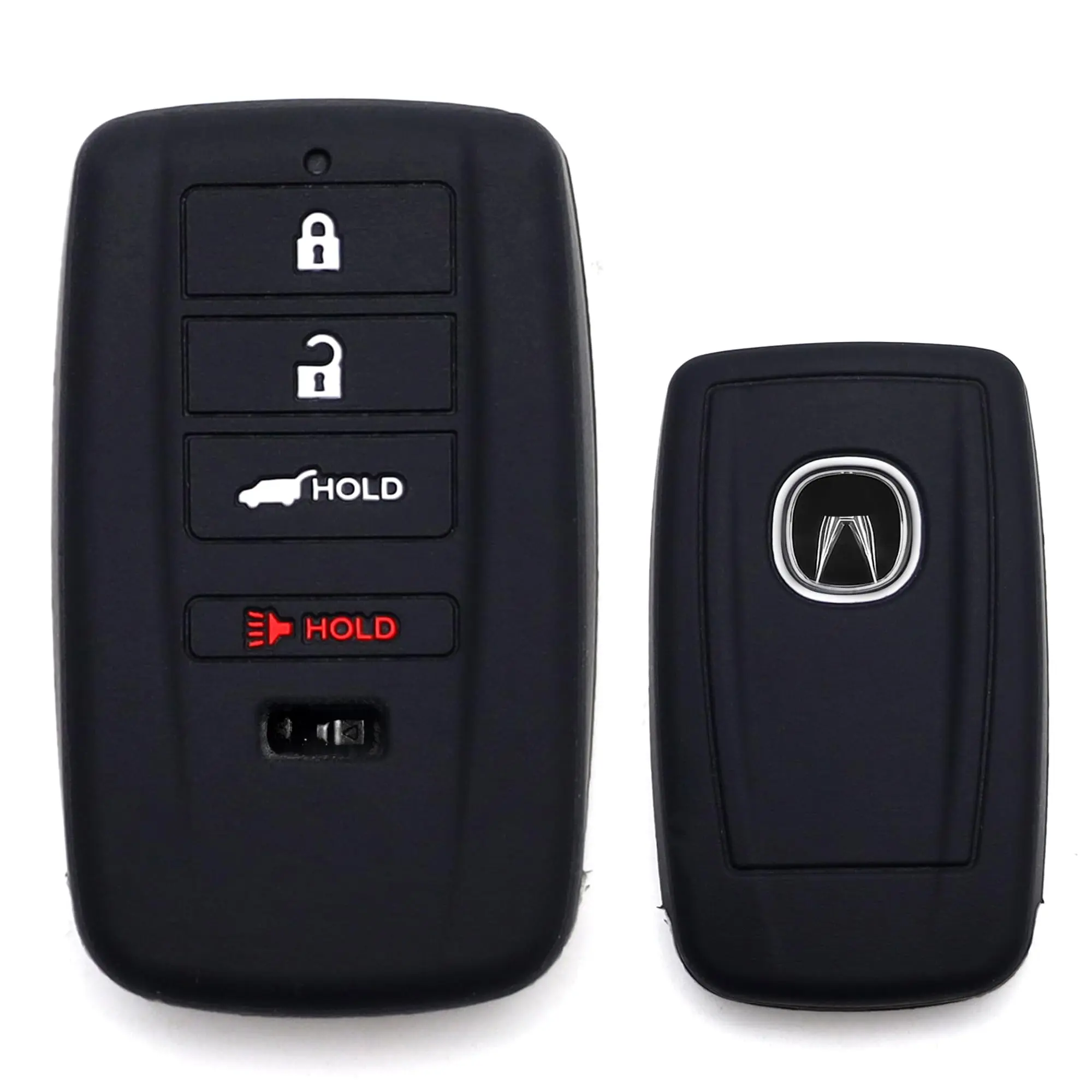 iJDMTOY Black Soft Silicone Key Fob Cover with White/Red Buttons For Acura ILX RLX TLX RDX MDX Intelligent Keyless Smart Key