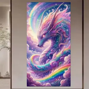 1pcs 5D DIY handmade diamond painting kit, 5D diamond art set, Handcraft, DIY decoration, Rainbow Dragon diamond painting full round drill DIY, mosaic, diamond art, DIY art home decor, Wall Art Painting, suitable for Halloween and Christmas